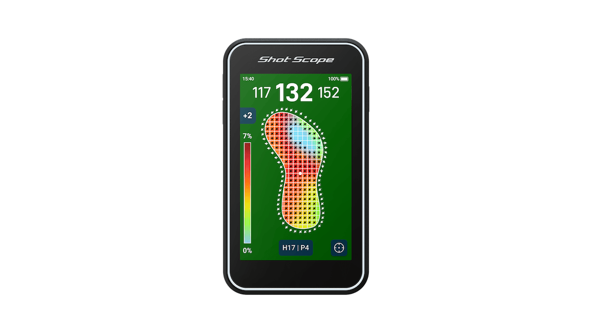Product shot of the Shot Scope H50 Handheld showing green map with undulations