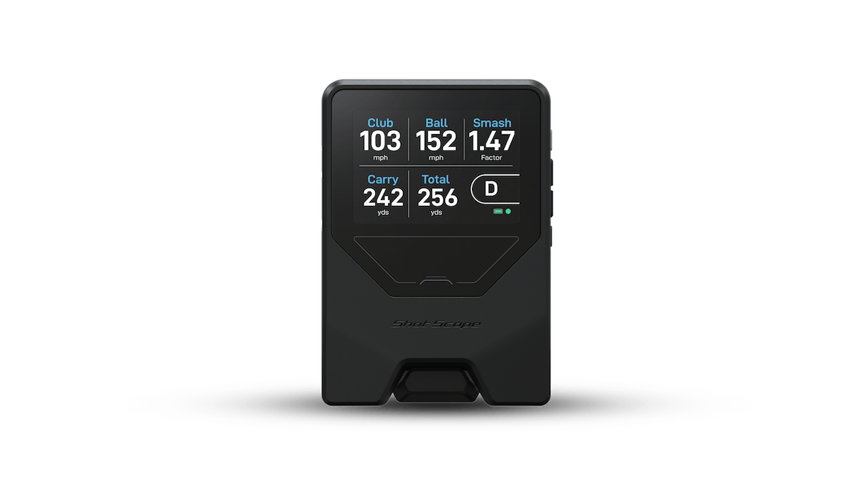 Shot Scope LM1 launch monitor product shot with data straight on