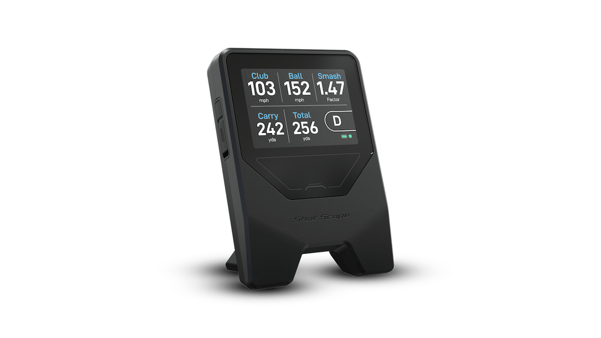Shot Scope LM1 launch monitor product shot with data side on