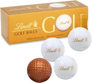 A box of lindt chocolate golf balls.