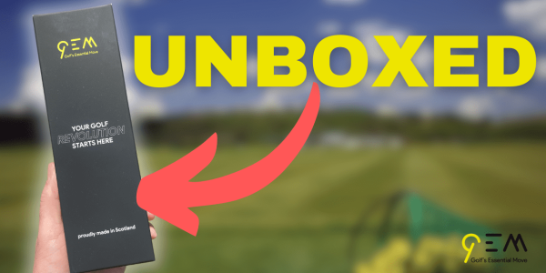 Image of the GEM Golf Swing Trainer box and the text 'Unboxed'